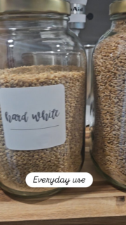 Soft white wheat — stored and ready. 

Little by little, the pantry fills… listen to the rhythm of home.

#cookingfromscrarch #bakingfromscratch #knowwhereyourfoodcomesfrom #freshmilledflour #nutrimill